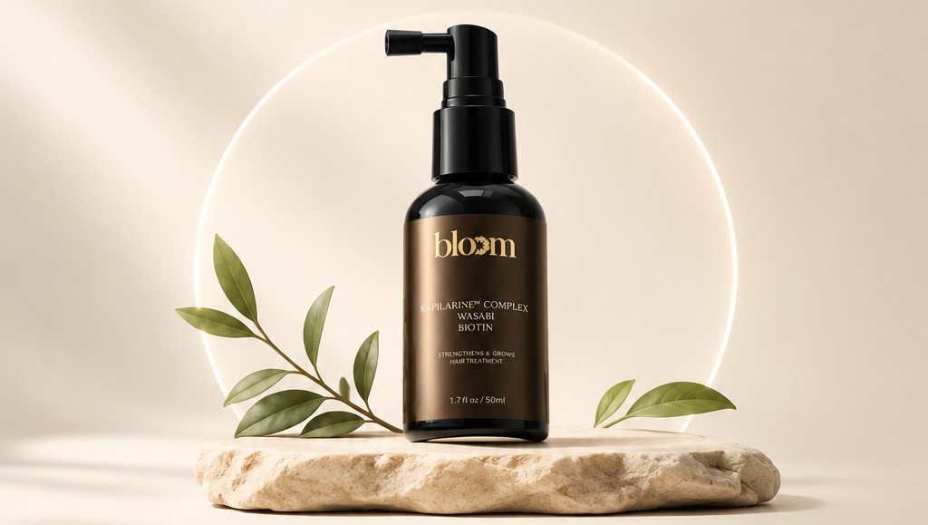 Bloom hair tonic dengan halo dan daun